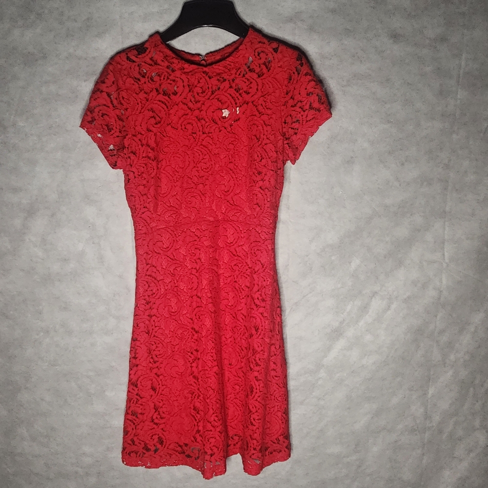 Eva Mendes For New York & Company Vibrant Red Lace Dress